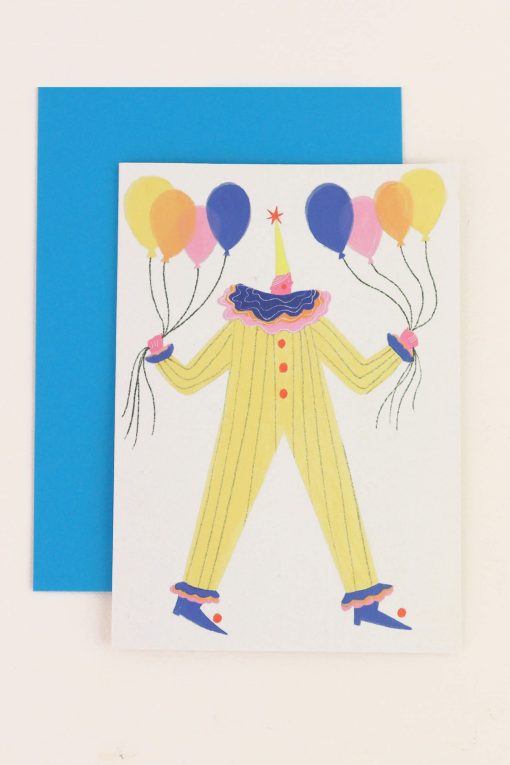Happy Birthday Balloon Circus Clown Greeting Card