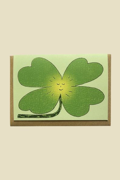 Four Leaf Clover of Good Luck Greeting Card by Artist Bigfatbambini.