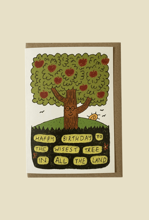 happy birthday to the wisest tree in all the land greeting card by bigfatbambini